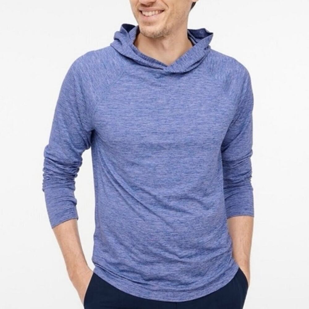 J.Crew Performance Hooded Shirt Men’s Small Blue Heather Raglan Lightweight
